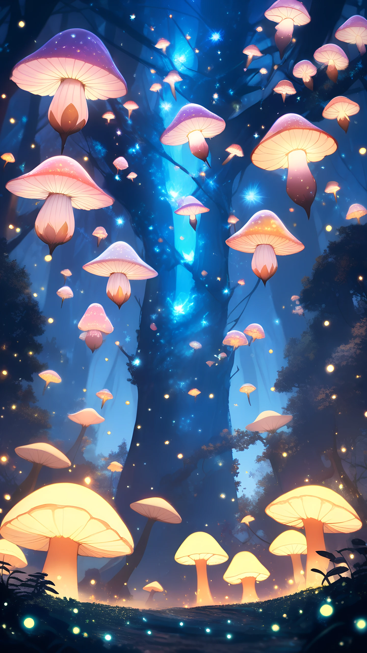 Anime Wallpaper Enchanted Mushroom Forest 1440×2560 anime wallpaper