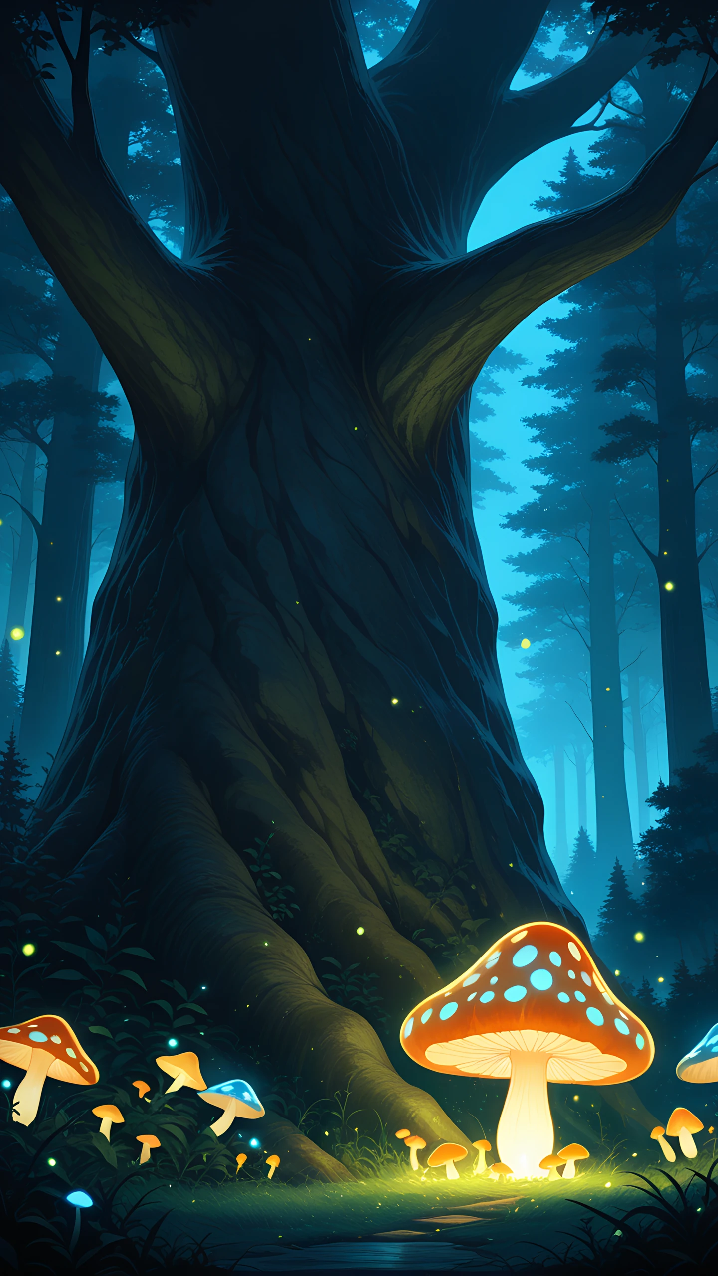 Anime Wallpaper Enchanted Mushroom Forest 1440×2560 anime wallpaper