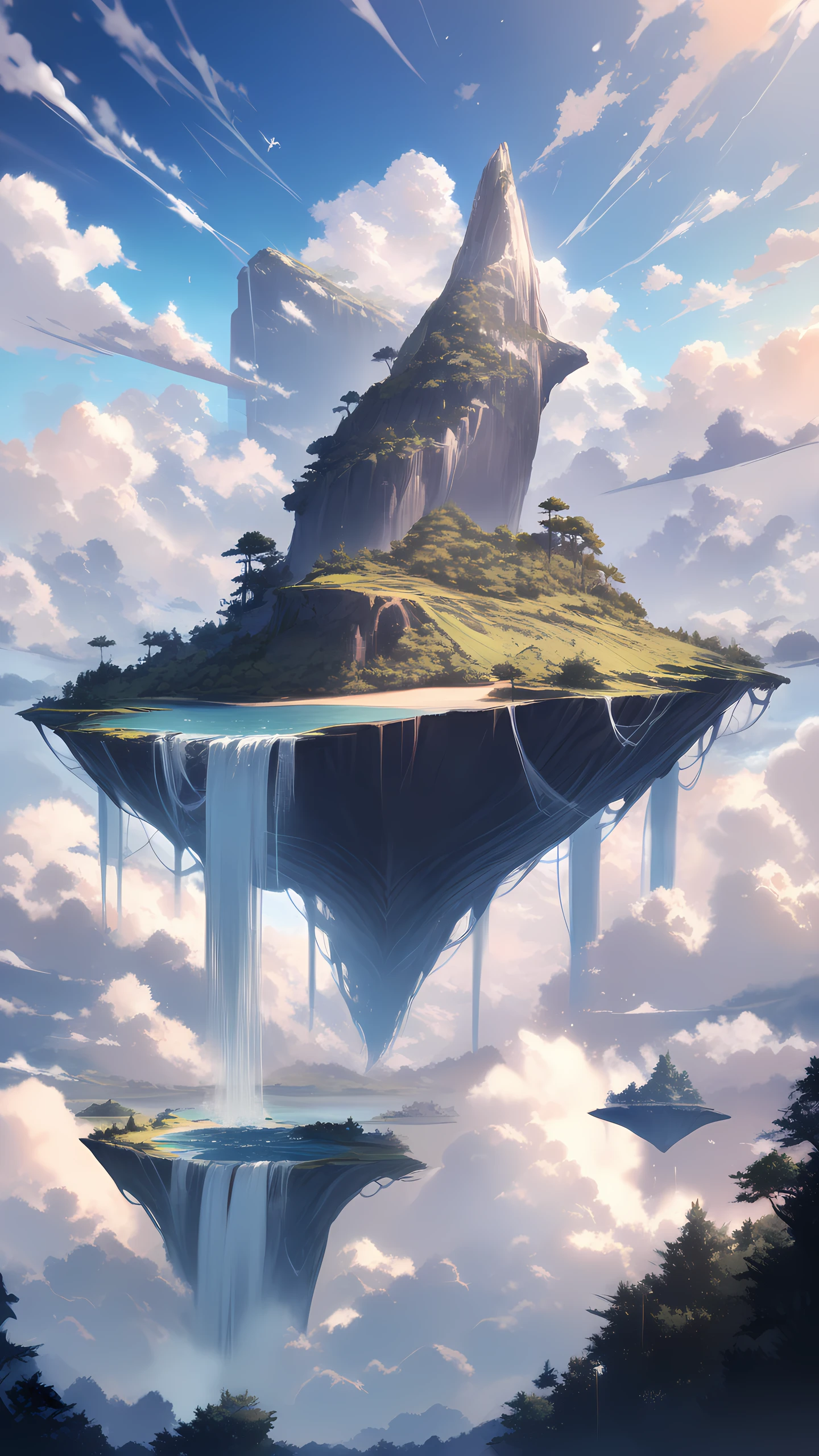 Anime Wallpaper Floating Whale Island 1440×2560 anime wallpaper