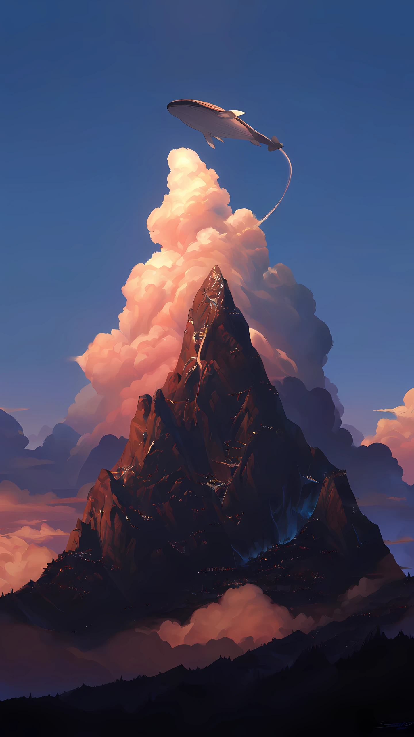 Anime Wallpaper Floating Whale Island 1440×2560 anime wallpaper