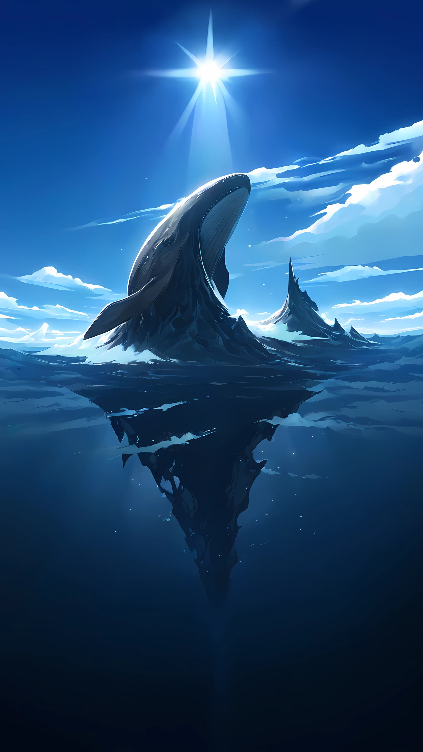 Anime Wallpaper Floating Whale Island 1440×2560 anime wallpaper