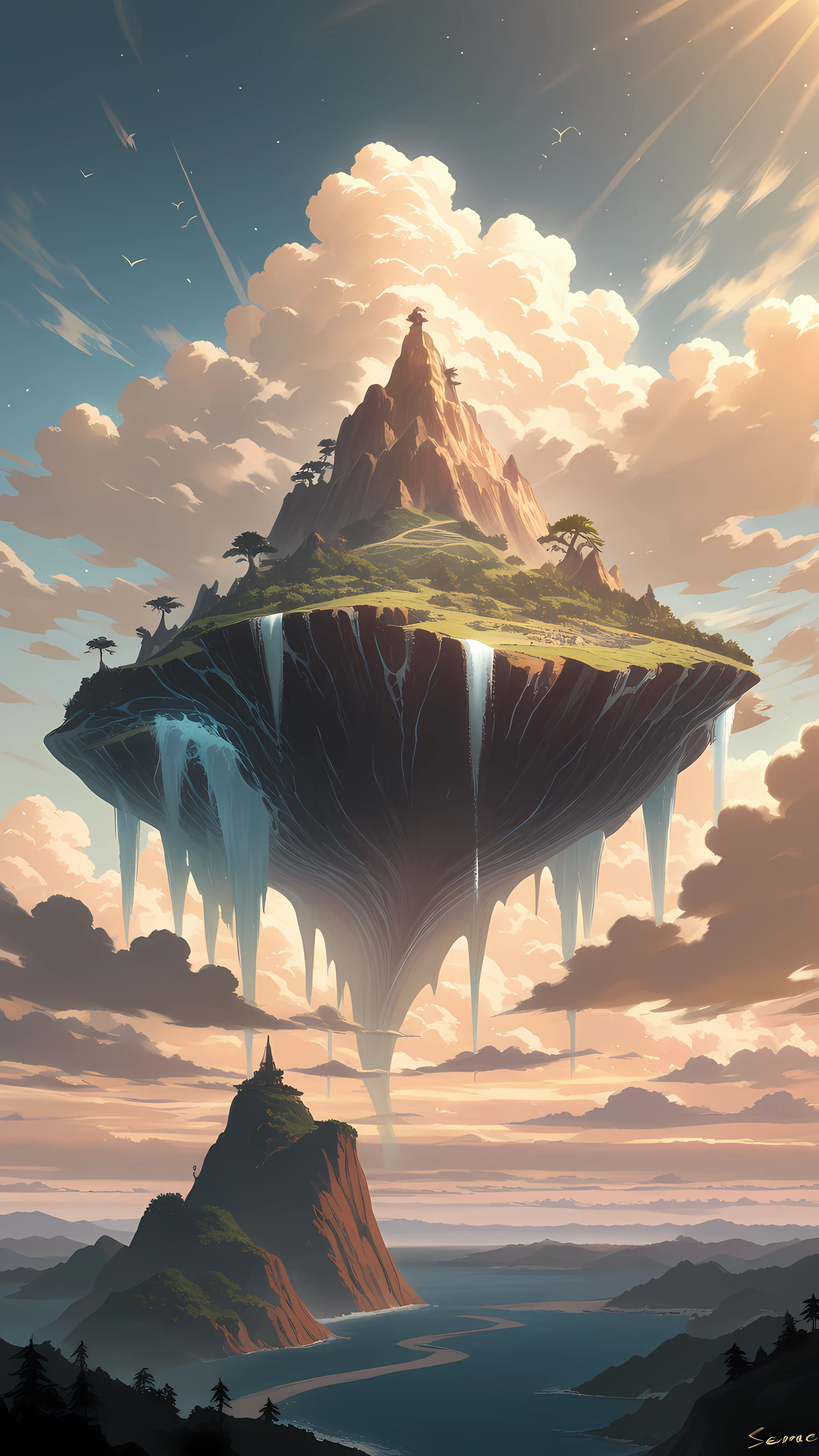 Anime Wallpaper Floating Whale Island 1440×2560 anime wallpaper