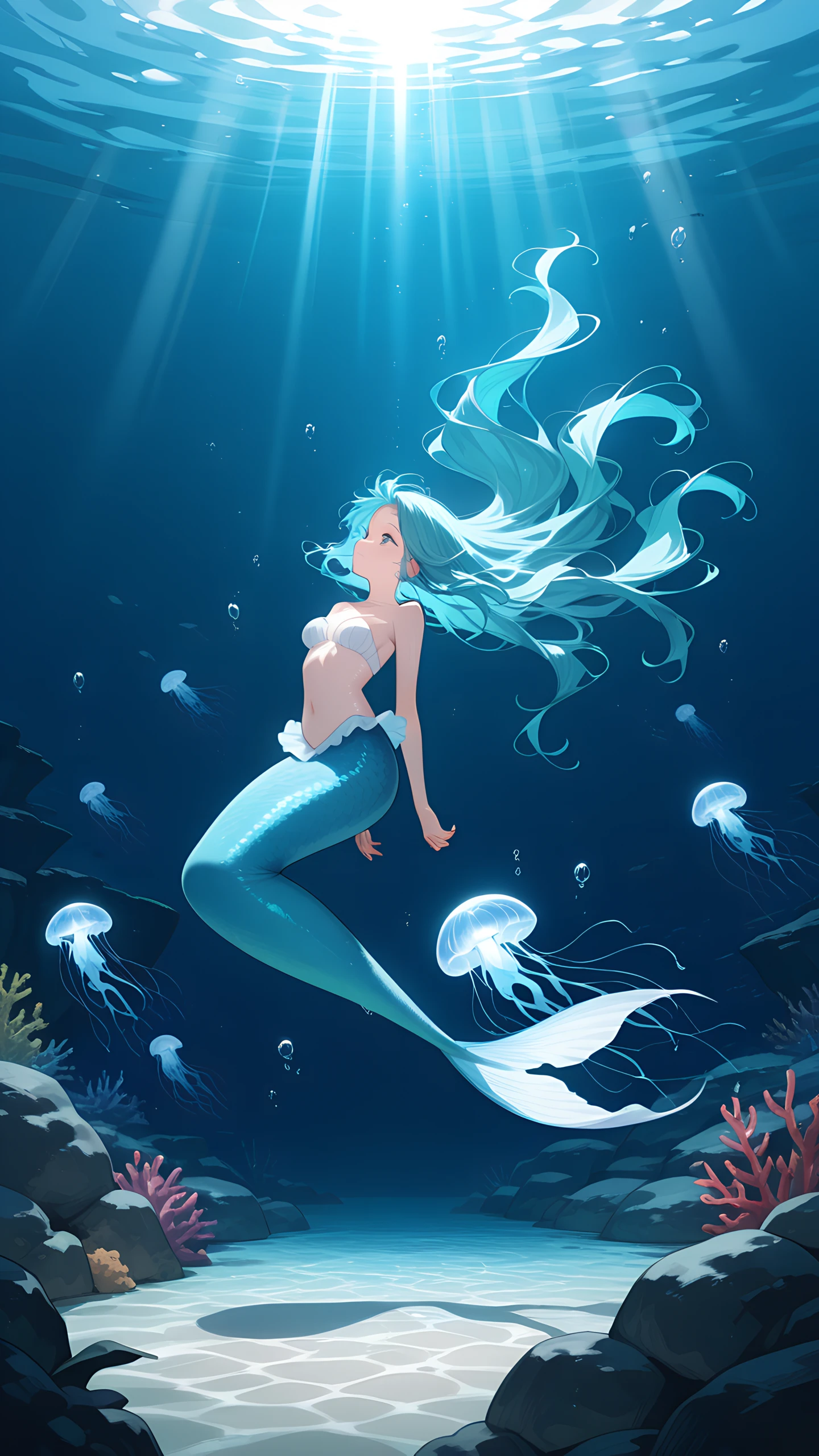 Anime Wallpaper Mermaid Underwater 1440×2560 anime wallpaper