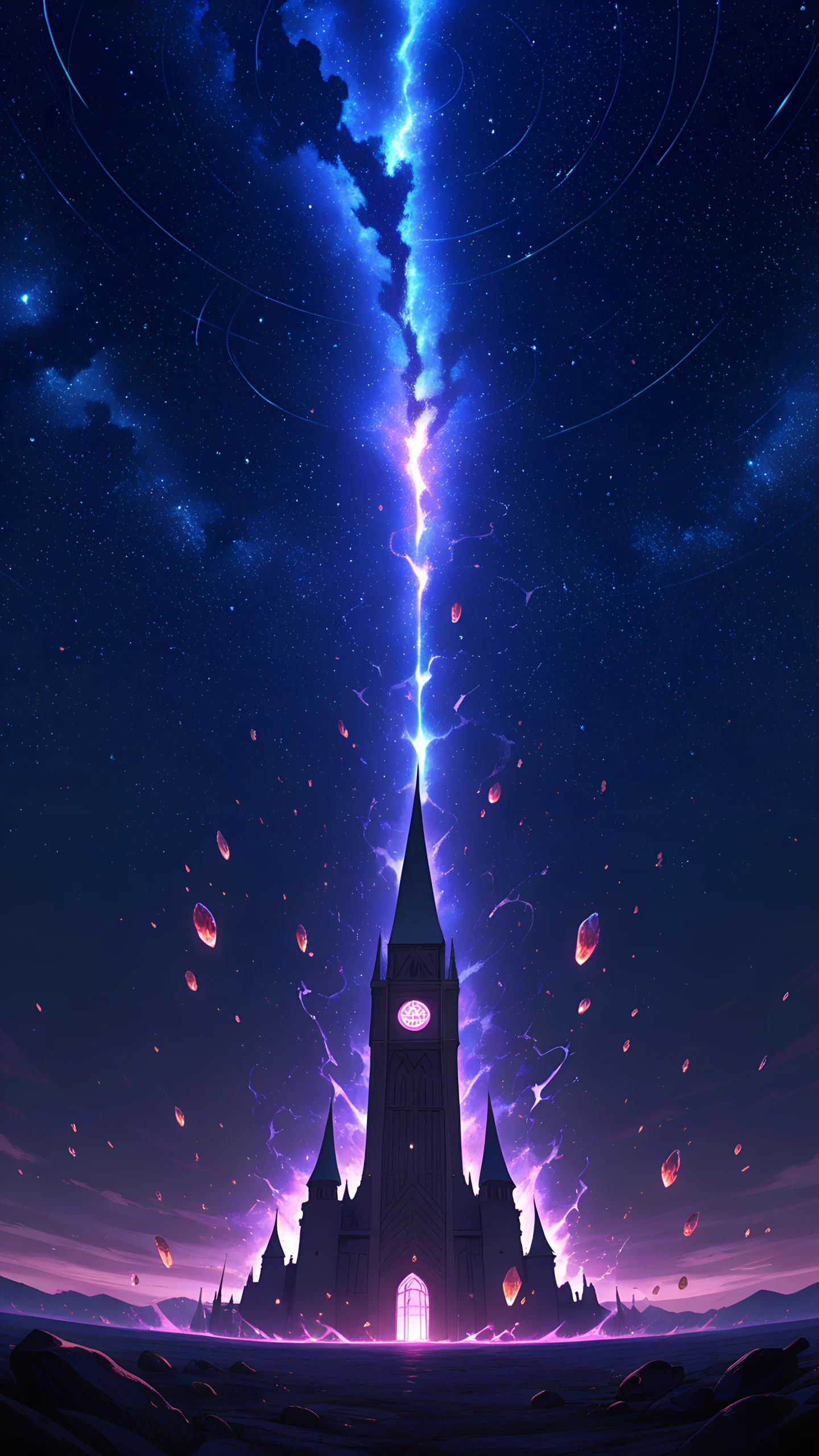 Anime Wallpaper Wizard Tower Night 1440×2560 anime wallpaper