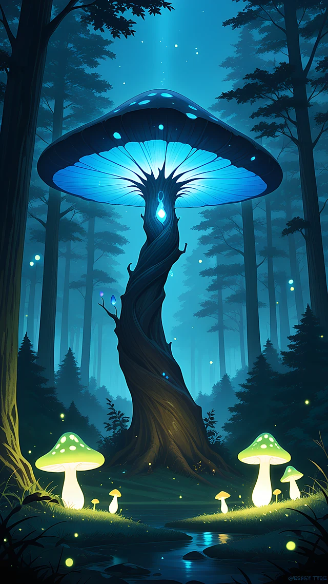 anime wallpaper enchanted mushroom forest — 1440×2560