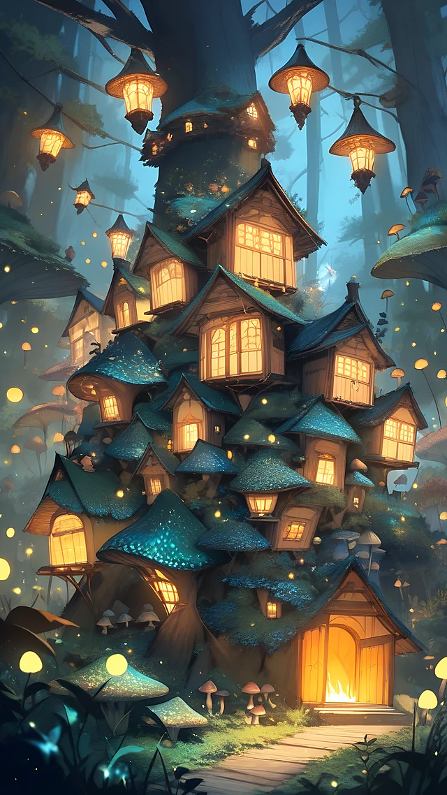 anime wallpaper fairy village — 1440×2560