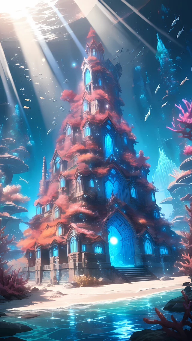 anime wallpaper mermaid palace — 1440×2560
