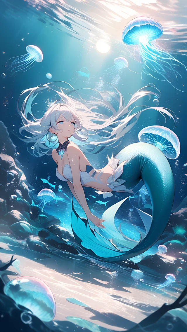 anime wallpaper mermaid underwater — 1440×2560
