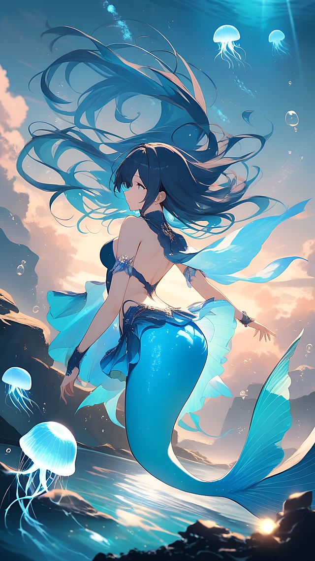 anime wallpaper mermaid underwater — 1440×2560