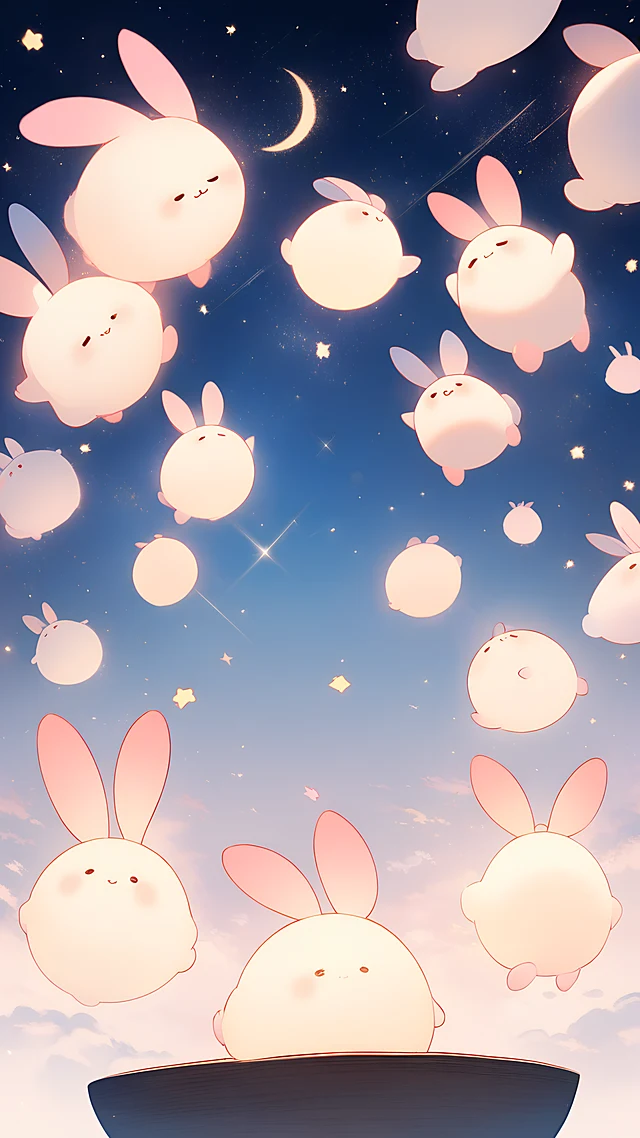 anime wallpaper moon rabbits mochi — 1440×2560