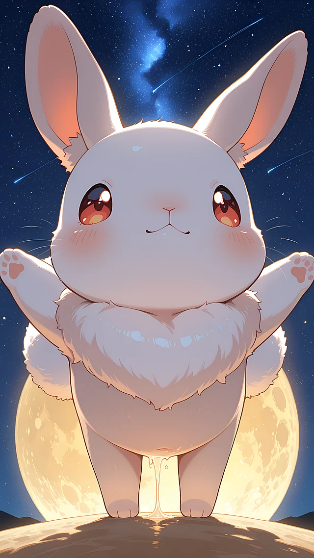 anime wallpaper moon rabbits mochi — 1440×2560