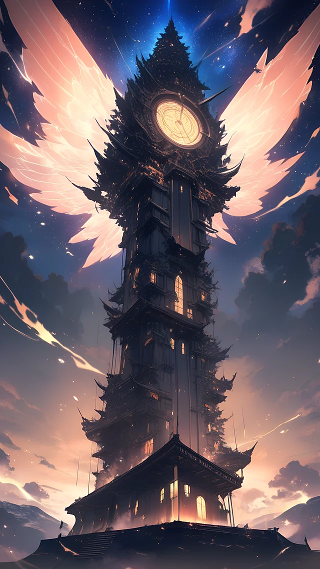 anime wallpaper wizard tower night — 1440×2560
