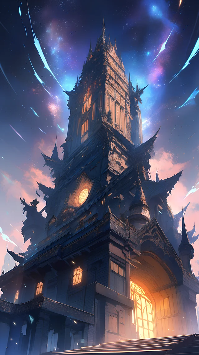 anime wallpaper wizard tower night — 1440×2560