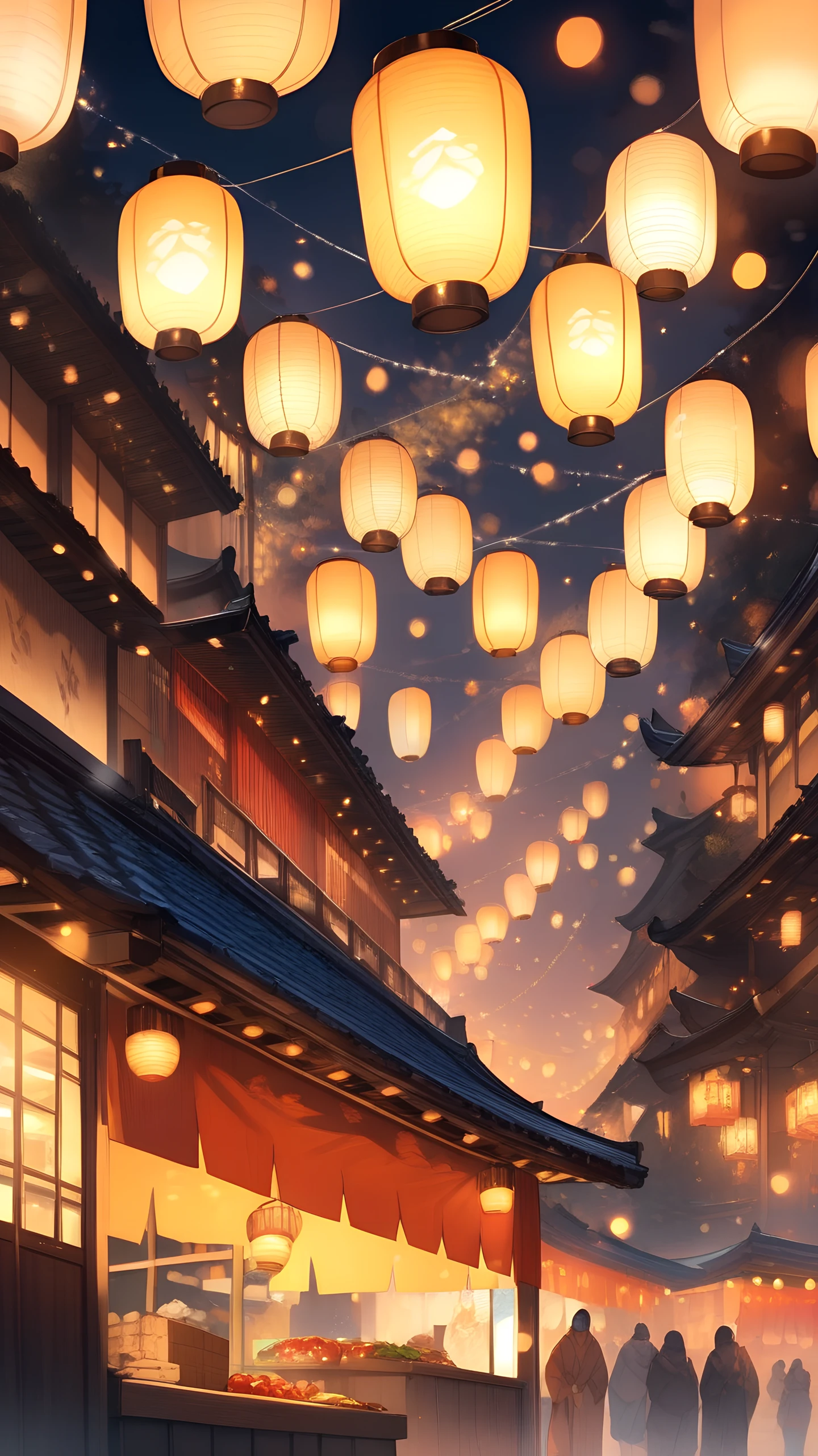 Anime Wallpaper Festival Food Stalls 1440×2560 anime wallpaper