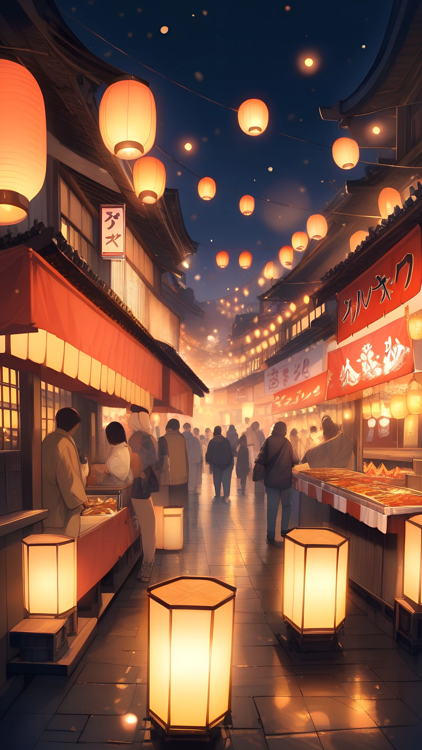 Anime Wallpaper Festival Food Stalls 1440×2560 anime wallpaper