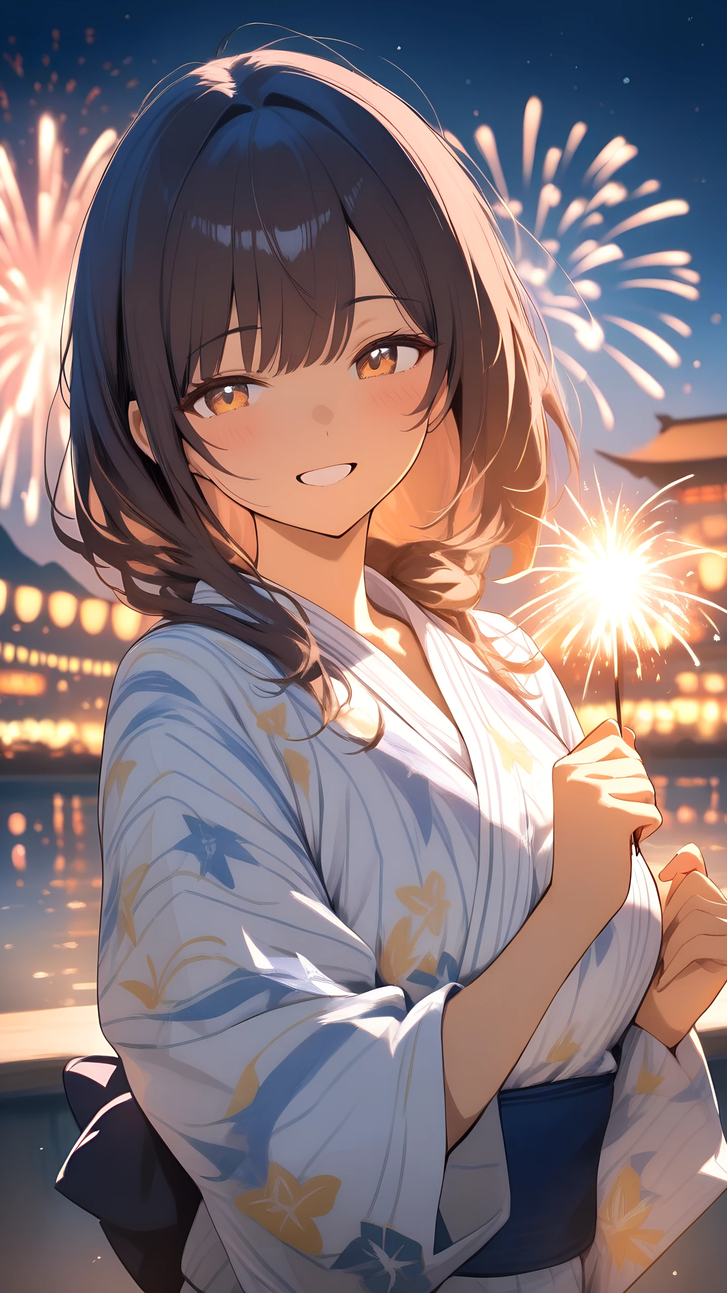 Anime Wallpaper Yukata Sparkler 1440×2560 anime wallpaper