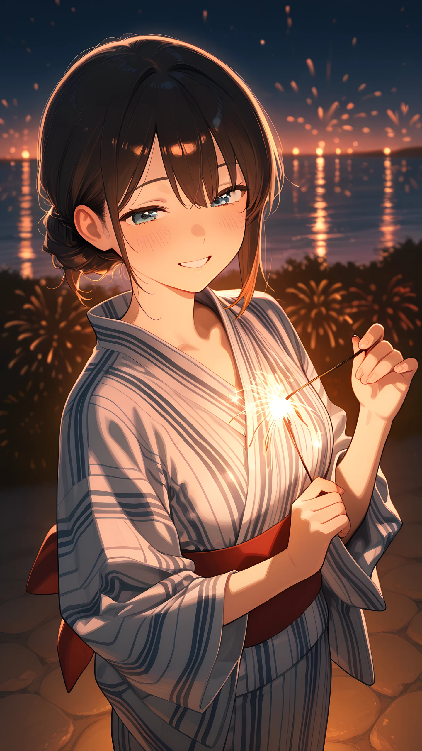 Anime Wallpaper Yukata Sparkler 1440×2560 anime wallpaper