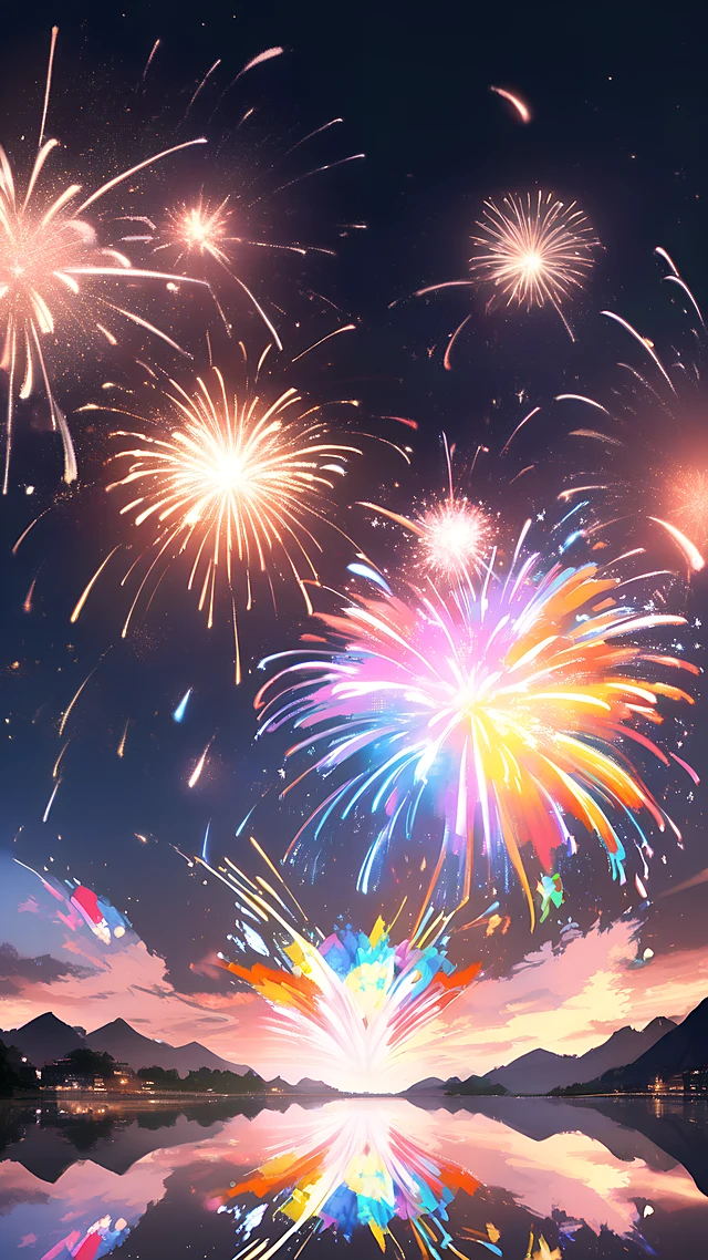 anime wallpaper festival fireworks — 1440×2560