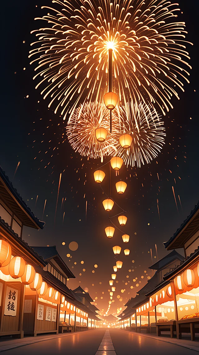 anime wallpaper festival food stalls — 1440×2560