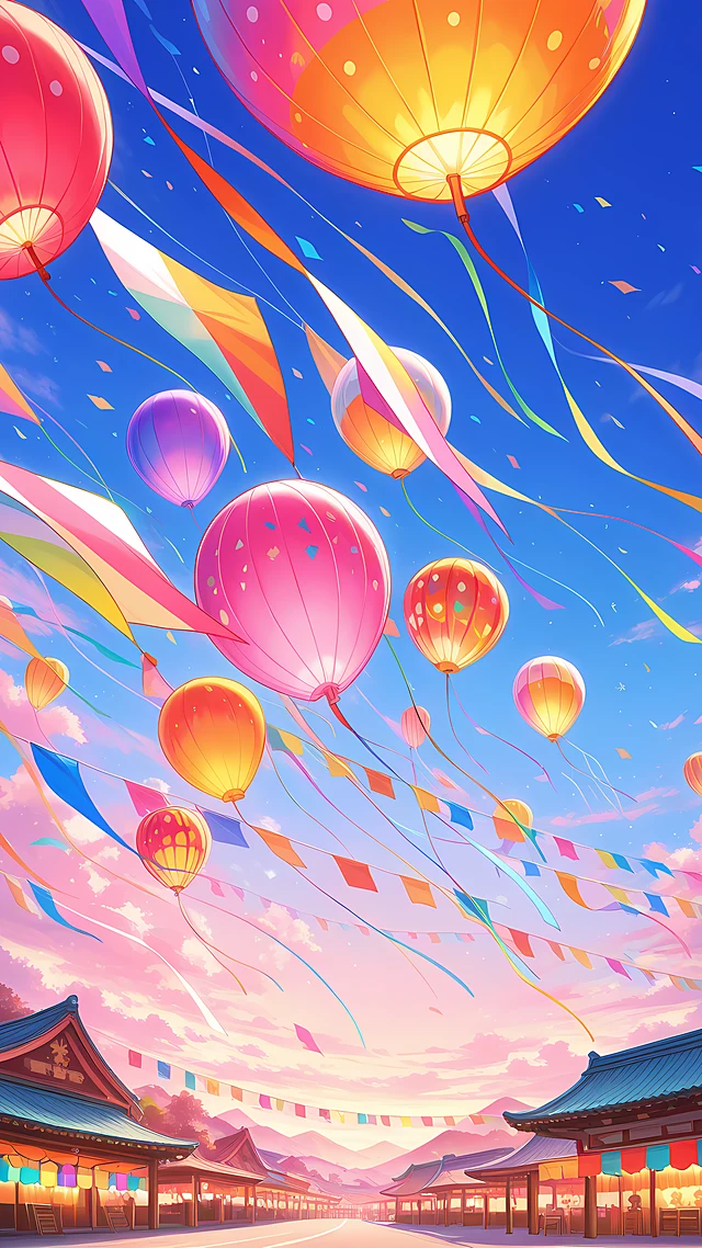 anime wallpaper kite festival — 1440×2560