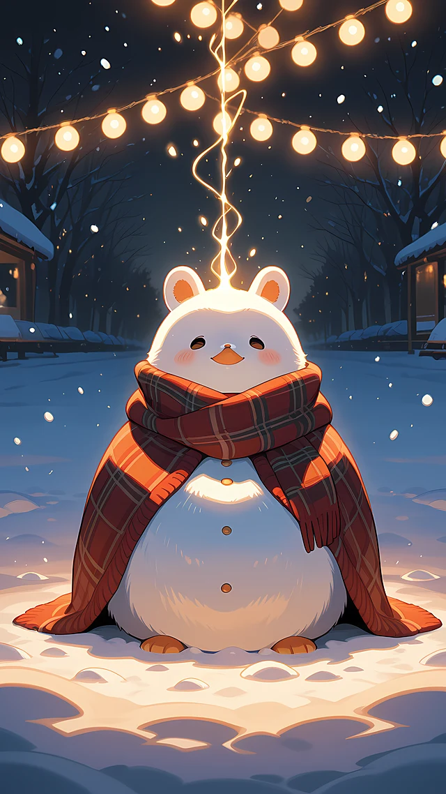 anime wallpaper winter night market — 1440×2560