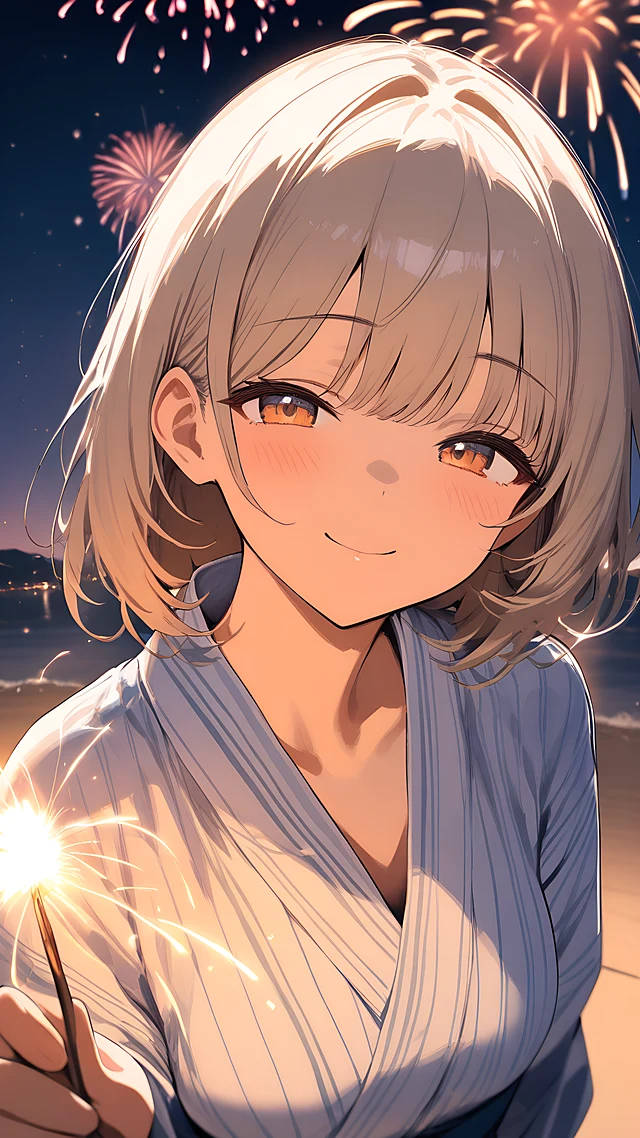 anime wallpaper yukata sparkler — 1440×2560