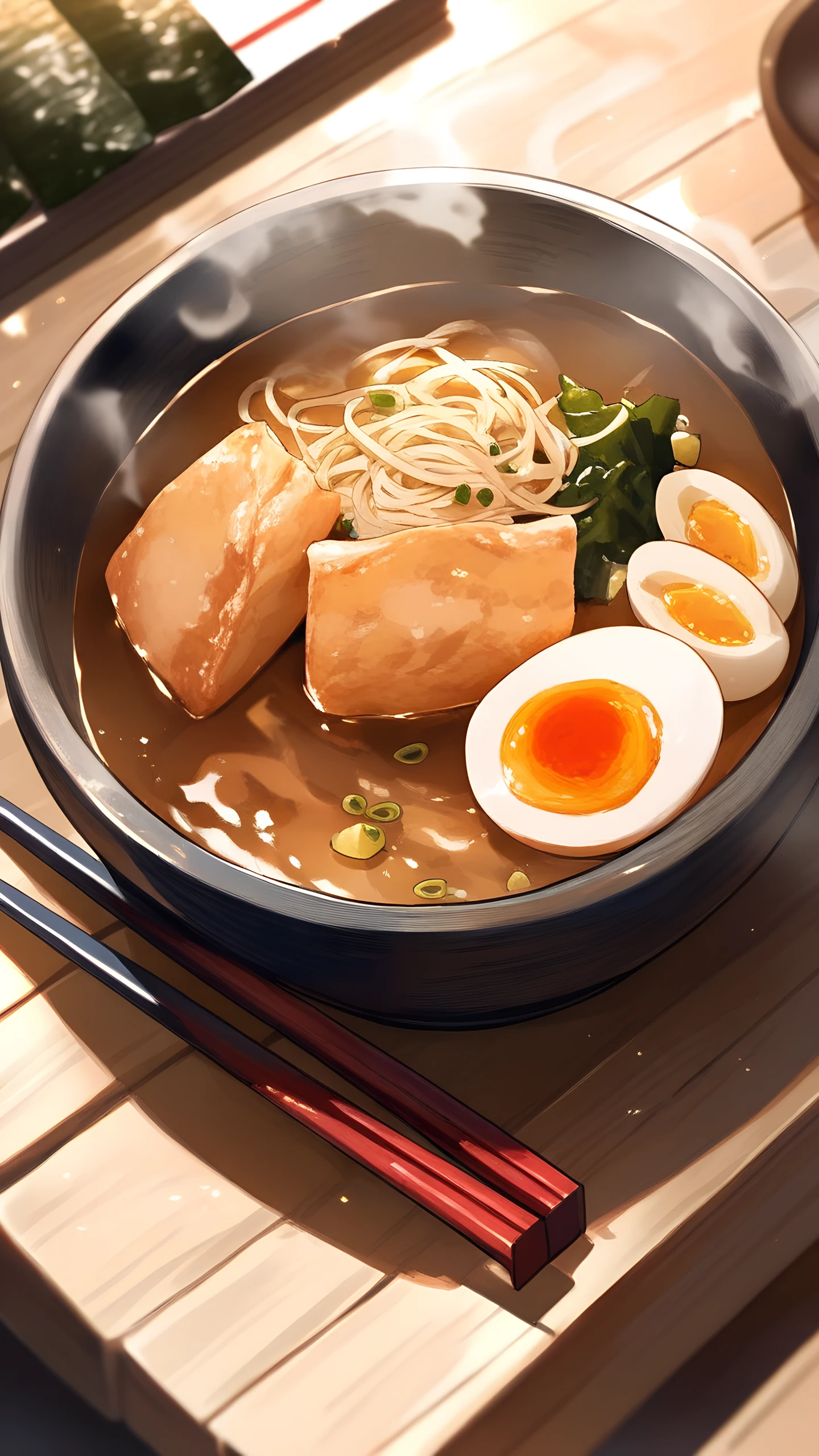 Anime Wallpaper Steaming Ramen Bowl 1440×2560 anime wallpaper