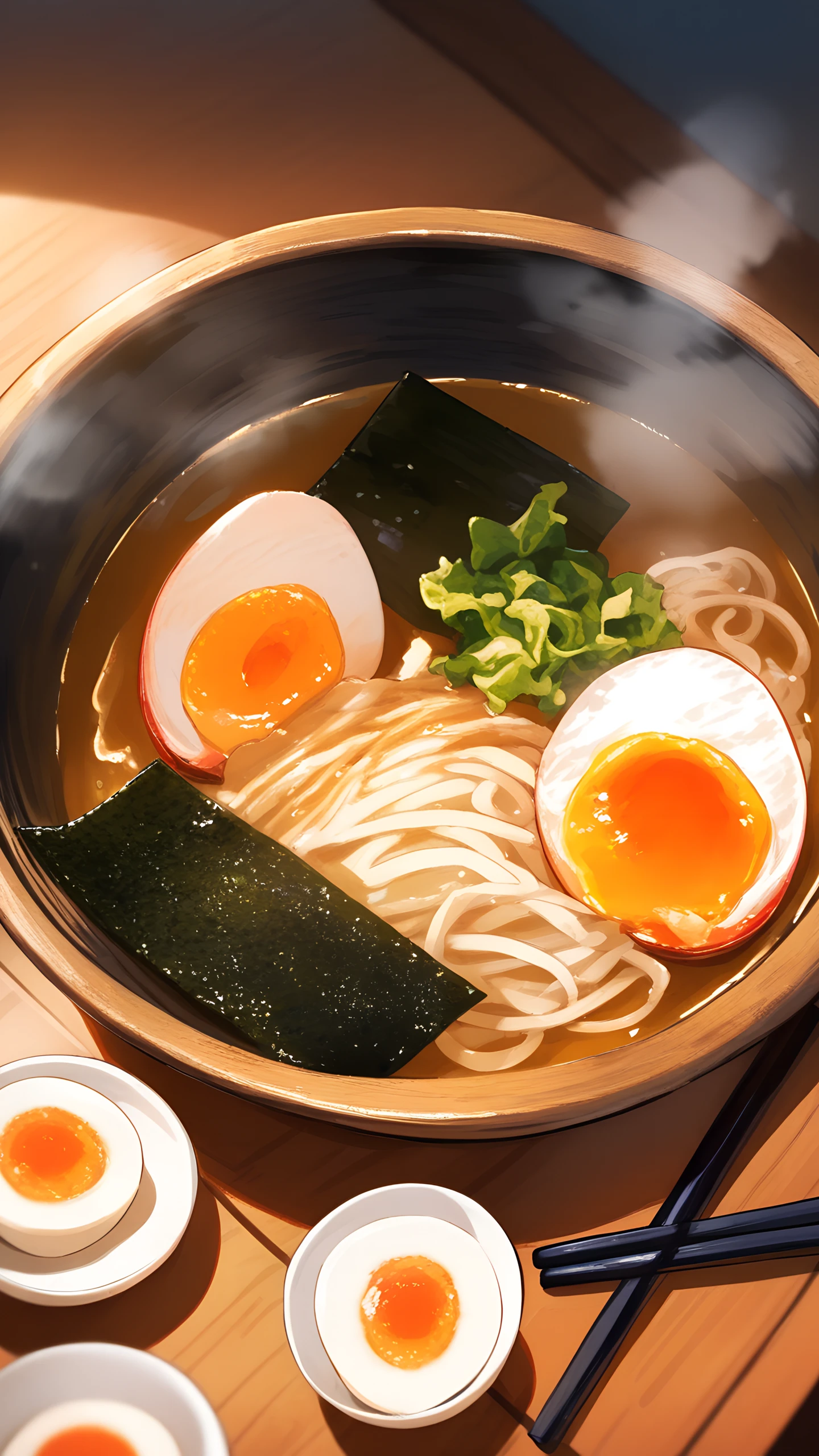 Anime Wallpaper Steaming Ramen Bowl 1440×2560 anime wallpaper