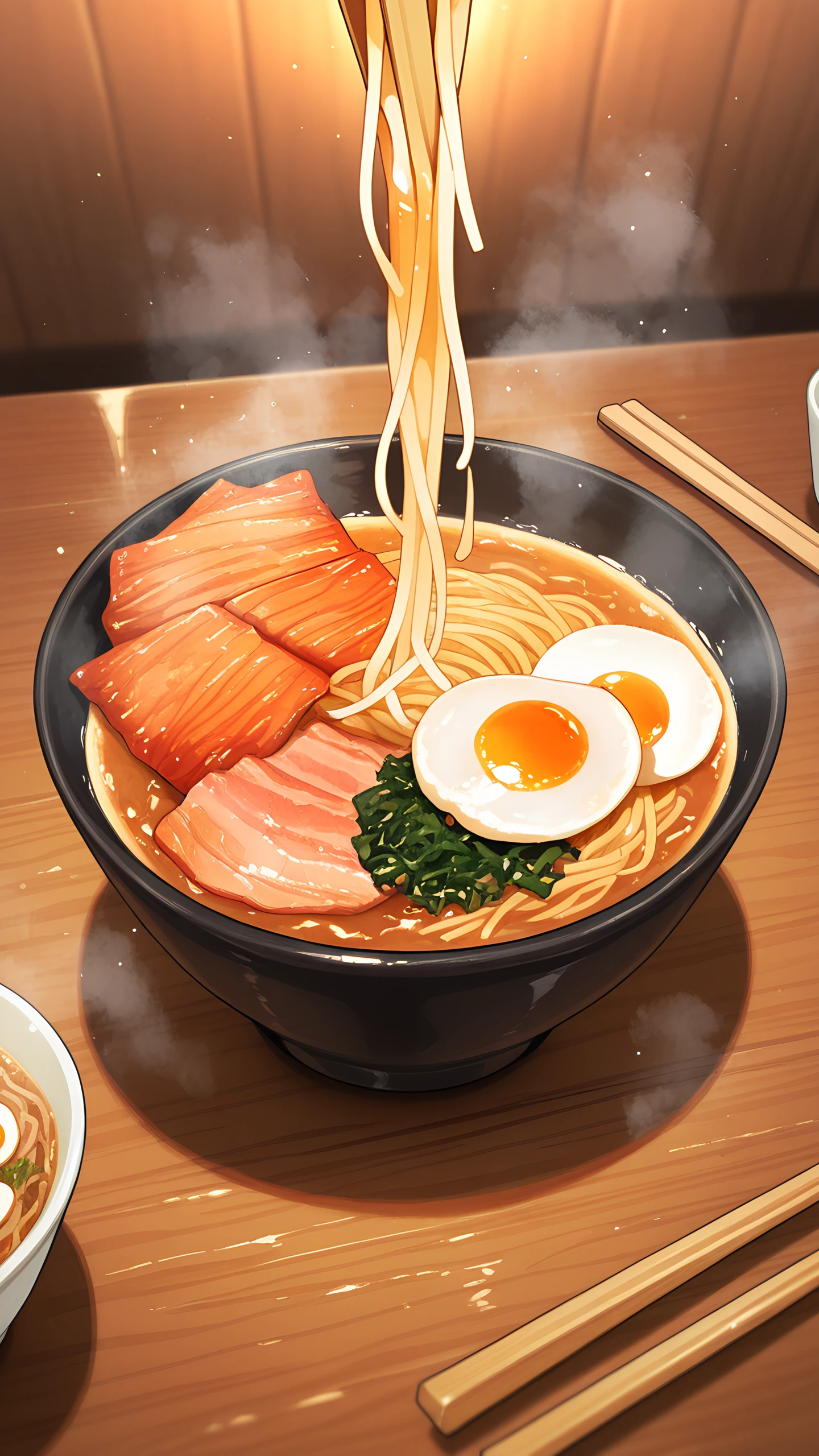 Anime Wallpaper Steaming Ramen Bowl 1440×2560 anime wallpaper