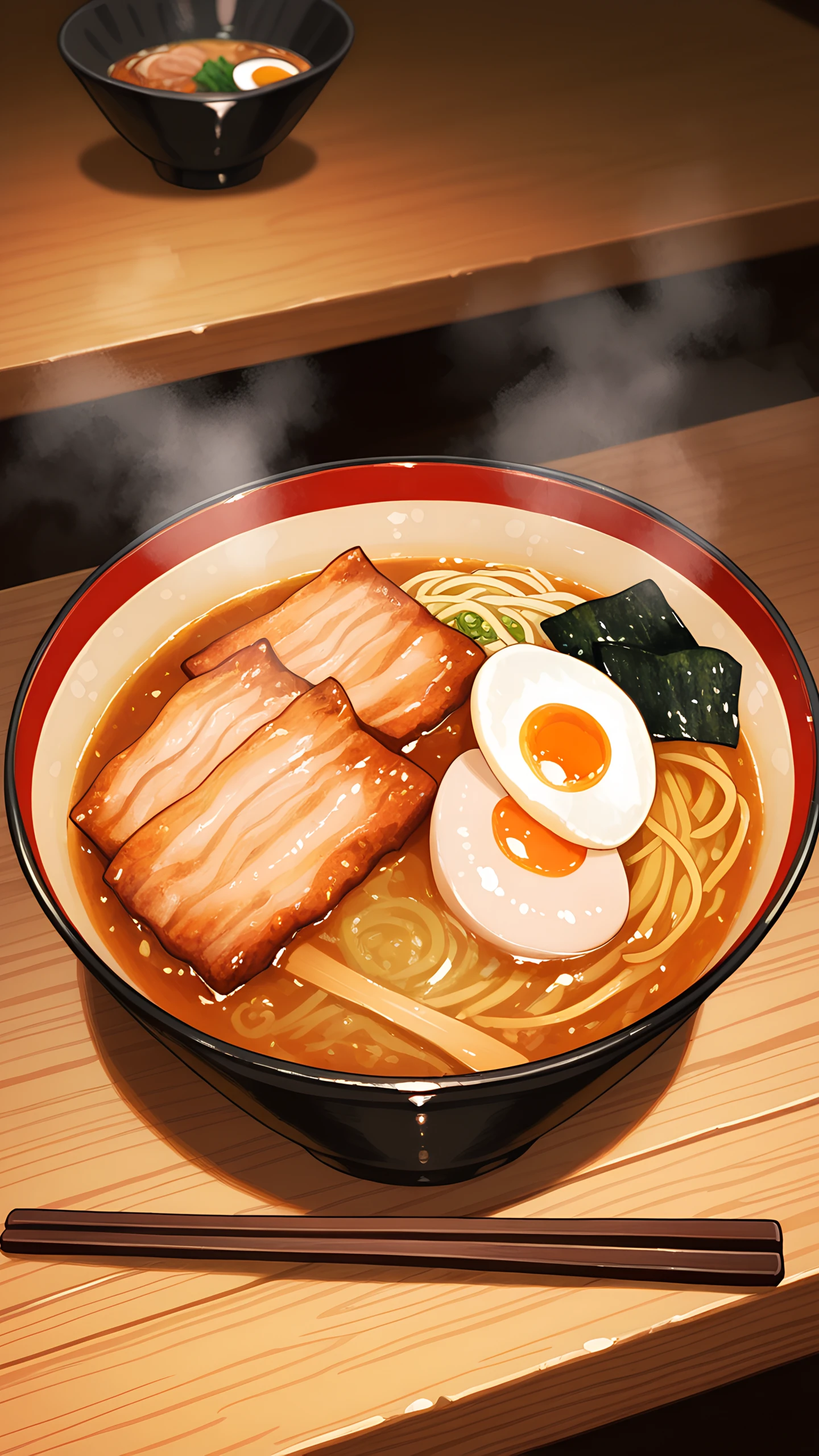 Anime Wallpaper Steaming Ramen Bowl 1440×2560 anime wallpaper