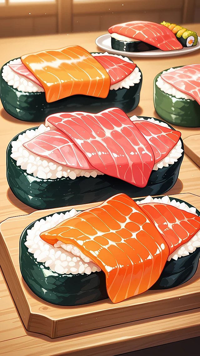 anime wallpaper sushi platter — 1440×2560