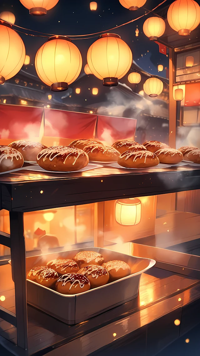 anime wallpaper takoyaki stall — 1440×2560