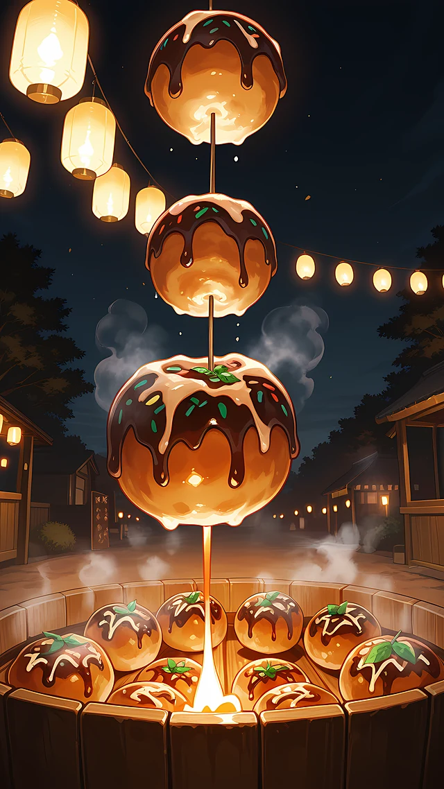 anime wallpaper takoyaki stall — 1440×2560