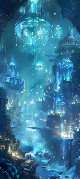 futuristic fusion wallpaper — scenery, fantasy, water, building (free 4K phone download)