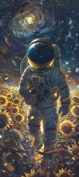 epic fusion wallpaper — flower, sunflower, star (sky), spacesuit (free 4K phone download)