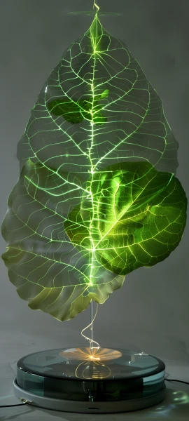 futuristic fusion wallpaper — leaf, grey background, still life, plant (free 4K phone download)