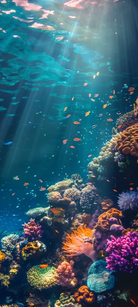serene fusion wallpaper — coral, fish, underwater, scenery (free 4K phone download)