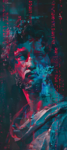 grunge anime boy wallpaper — glitch, male focus, black hair (free 4K phone download)