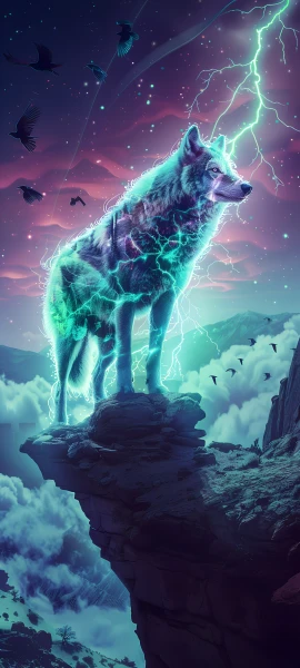 magical fusion wallpaper — bird, wolf, sky, animal (free 4K phone download)