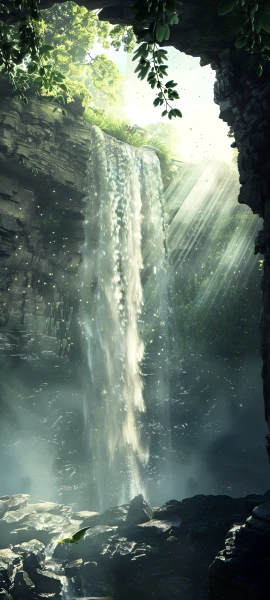 epic fusion wallpaper — waterfall, scenery, water, bird (free 4K phone download)