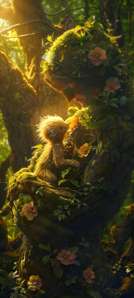 romantic fusion wallpaper — nature, flower, forest, tree (free 4K phone download)