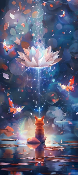 magical fusion wallpaper — bug, butterfly, reflection, from behind (free 4K phone download)