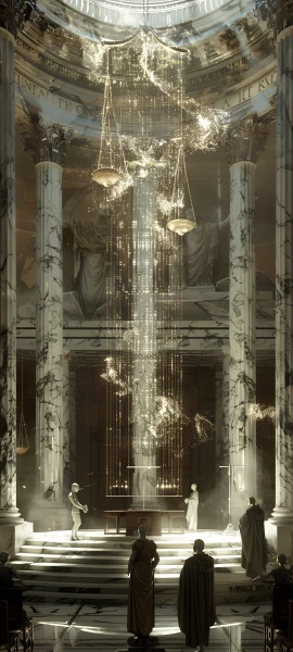 gothic fusion wallpaper — statue, pillar, robe, stairs (free 4K phone download)