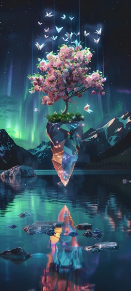 magical fusion wallpaper — reflection, aurora, scenery, sky (free 4K phone download)