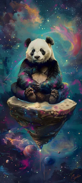 magical fusion wallpaper — panda, star (sky), space, animal (free 4K phone download)