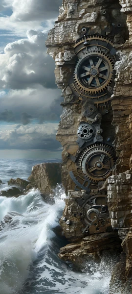 epic fusion wallpaper — scenery, gears, cloud, water (free 4K phone download)