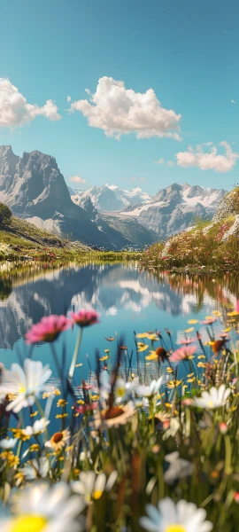 serene fusion wallpaper — scenery, flower, sky, cloud (free 4K phone download)