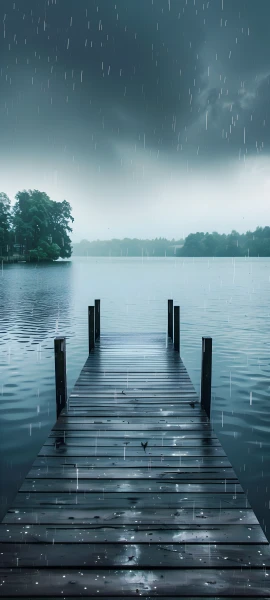 serene fusion wallpaper — rain, scenery, sky, tree (free 4K phone download)