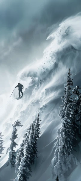 epic fusion wallpaper — mountain, snow, tree, weapon (free 4K phone download)