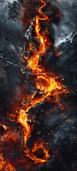 epic fusion wallpaper — fire, lava, horns, dragon (free 4K phone download)